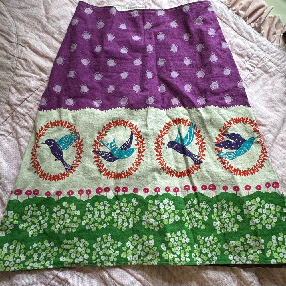 Most stunning A-line Skirt with Japanese fabric Echino by Etsuko Furuya Birds